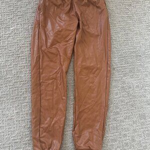Brown Commando Faux Leather Jogger Pants